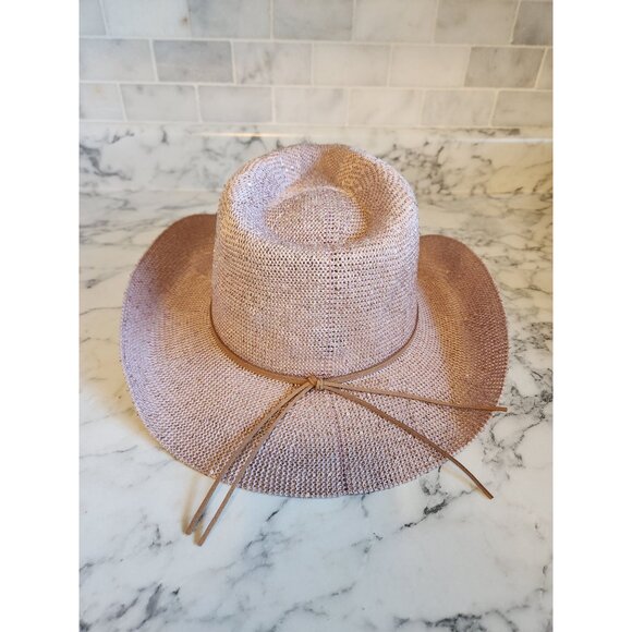 Womens C.C. Pink Straw Cowboy Hat With Adjustable Inner Band - Picture 3 of 6